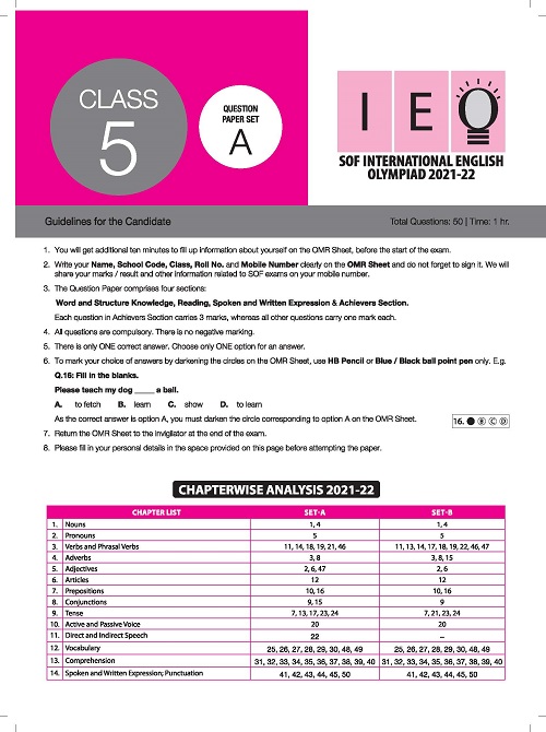 english olympiad for class 5 previous year question papers