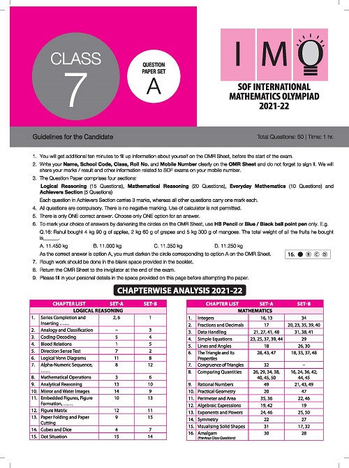 Class 7 Mathematics Olympiad Previous 5 Years Papers Schools